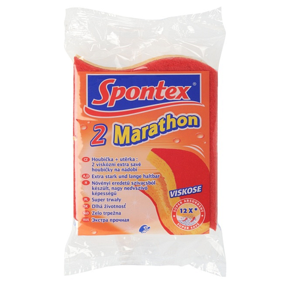 Spontex 2 Marathon hubka na riad viskózna so silnou červenou abrazívne vrstvou 2 kusy