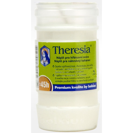 Bolsius Theresia sviečka cintorínska patrónka biela 45 hodín 145 g