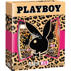Playboy Play It Wild for Her parfumovaný deodorant sklo 75 ml + sprchový gél 250 ml, kozmetická súprava 2016