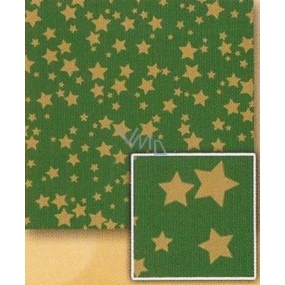 Nekupto Darčekový baliaci papier 70 x 200 cm Vianočný Zelený, zlaté hviezdy
