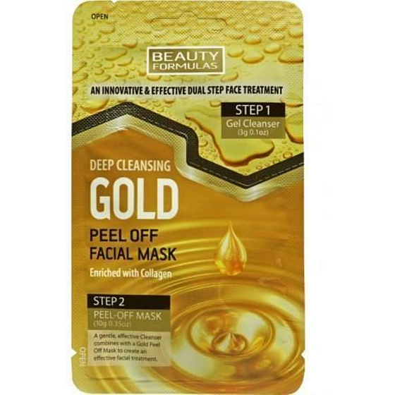 Beauty Formulas Gold Detox zlupovaciu dvojkroková pleťová maska 13 g