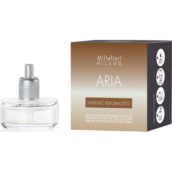 Millefiori Milano Aria Sandalo Bergamotto - Santalové drevo a bergamot náplň do elektrického difuzéru vonia 6-8 týždňov 20 ml