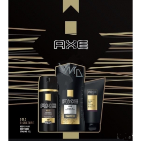 Axe Signature Gold dezodorant sprej pre mužov 150 ml + sprchový gél 250 ml + Signature styling gél 125 ml, kozmetická sada