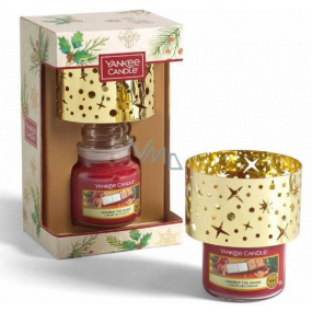 Yankee Candle Unwrap The Magic - Rozbaľte kúzlo vonná sviečka Classic malá sklo 104 g + kovové tienidlo 1 kus, vianočné darčeková sada