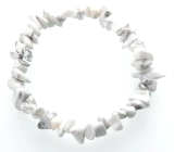 Magnezit / Howlit biely náramok elastický sekaný prírodný kameň 19 cm, čistiaci kameň
