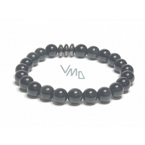 Obsidián modrý náramok elastický prírodný kameň, guľôčka 8 mm / 16-17 cm, záchranný kameň