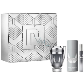 Paco Rabanne Invictus Platinum parfumovaná voda 100 ml + dezodorant v spreji 150 ml + toaletná voda 10 ml miniatúra, darčeková súprava pre mužov