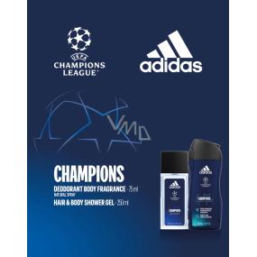 Adidas UEFA Champions League Edition VIII parfumovaný dezodorant 75 ml + sprchový gél 250 ml, kozmetická sada pre mužov