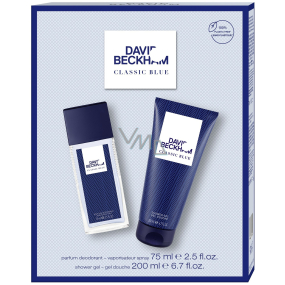 David Beckham Classic Blue parfumovaný dezodorant 75 ml + sprchový gél 200 ml, kozmetická sada pre mužov