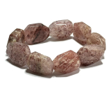 Kremeň ružový náramok brúsený prírodný kameň cca 2 cm / 16 - 17 cm, najdokonalejší liečiteľ
