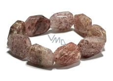 Kremeň ružový náramok brúsený prírodný kameň cca 2 cm / 16 - 17 cm, najdokonalejší liečiteľ