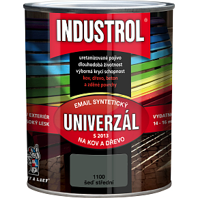 Industrol S2013 univerzál lesk vrchná farba na kov a drevo, 1100 šedá stredná, 600 ml
