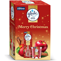 Glade Merry Christmas Warm Apple Pie jablko a škorica vonné tyčinky a vonná svíčka 50 ml + 112 g, darčeková sada