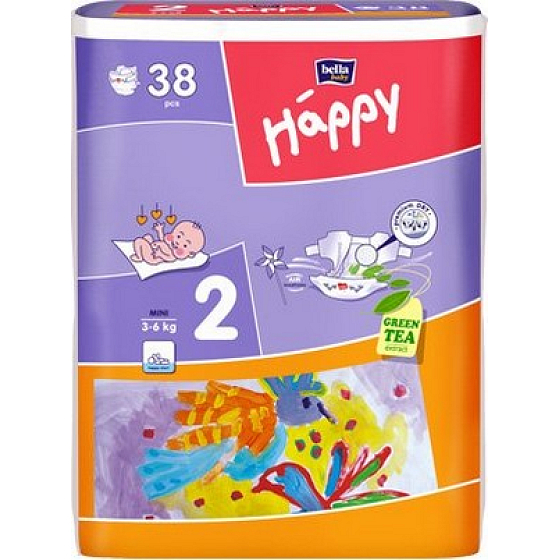 Bella Happy 2 Mini 3-6 kg plienkové nohavičky 38 kusov