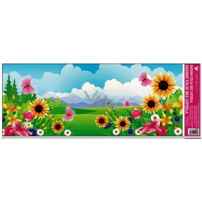 Okenná fólia bez lepidla krajinka s ružovým motýľom 60 x 22, 5 cm 1 kus