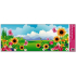 Okenná fólia bez lepidla krajinka s ružovým motýľom 60 x 22, 5 cm 1 kus