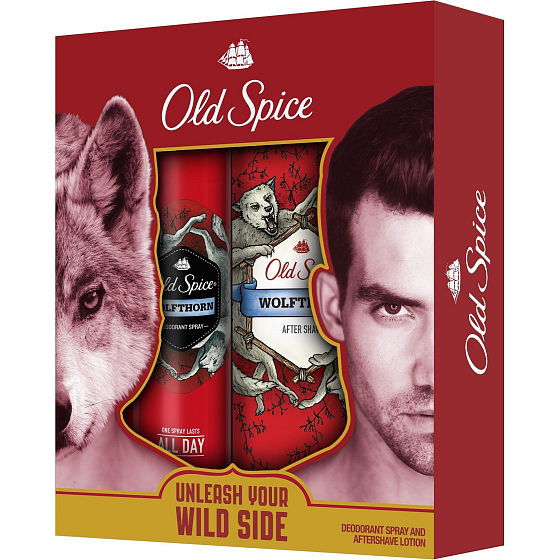 Old Spice Wolfthorn voda po holení 100 ml + deodorant sprej 125 ml, kozmetická sada