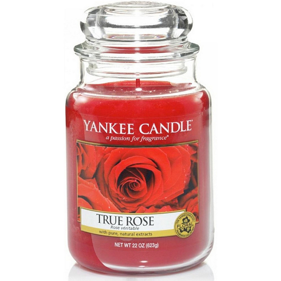 Yankee Candle True Rose - Naozajstná ruža vonná sviečka Classic veľká sklo 623 g