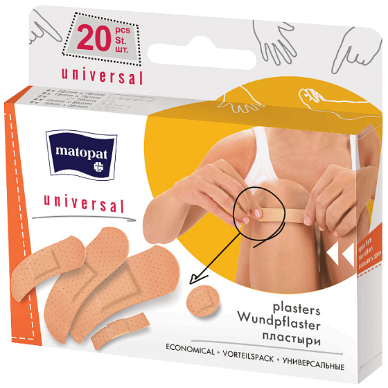Matopat Universal univerzálne náplasti s vankúšikom 5 rôznych veľkostí 20 kusov