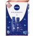 Nivea Skin Sensation výživné telové mlieko pre ženy 250 ml + Protect & Care antiperspirant sprej pre ženy 150 ml + krém 30 ml, kozmetická sada