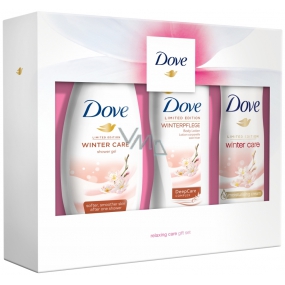 Dove Relaxing Care Winter Care sprchový gél pre ženy 250 ml + telové mlieko 250 ml + dezodorant antiperspirant sprej pre ženy 150 ml, darčeková kazeta