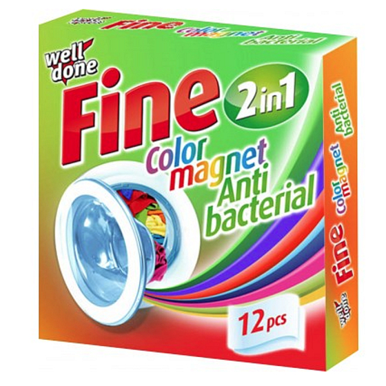 Well Done Fine Color Magnet antibakteriálne obrúsky do prania pohlcujúce farbu 12 kusov
