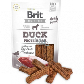 Brit Jerky Sušené masové maškrty proteínová tyčinka z kačice a kurčaťa pre dospelých psov 80 g