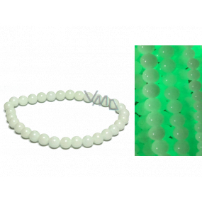 Nefrit Luminois Light Fosforeskujúci, žltý svietiaci v tme, náramok z elastického prírodného kameňa, korálik 6 mm / 16 - 17 cm