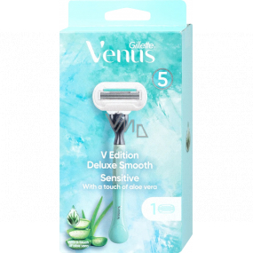 Gillette Venus V Edition Deluxe Smooth Sensitive holiaci strojček s 5 čepieľkami + náhradná hlavica 1 kus pre ženy