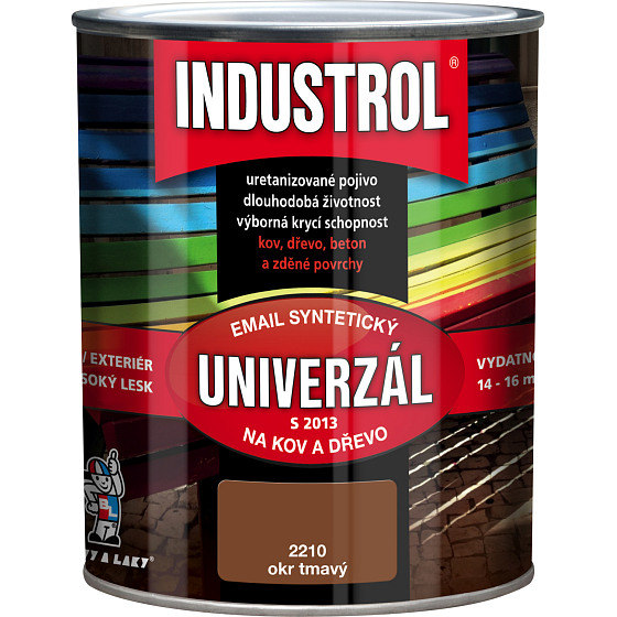 Industrol S2013 univerzál lesk vrchná farba na kov a drevo, 2210 okr tmavý, 600 ml