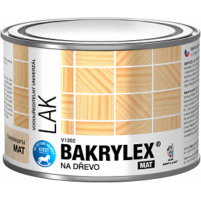 Bakrylex V1302 univerzál mat disperzní lak na drevo bezbarvý, 300 g Bakrylex V1302 univerzál mat disperzní lak na drevo bezbarvý, 300 g