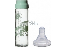Simax Dojčenská fľaša zo skla so silikónovým násoskou 250 ml rôzne motívy a farby