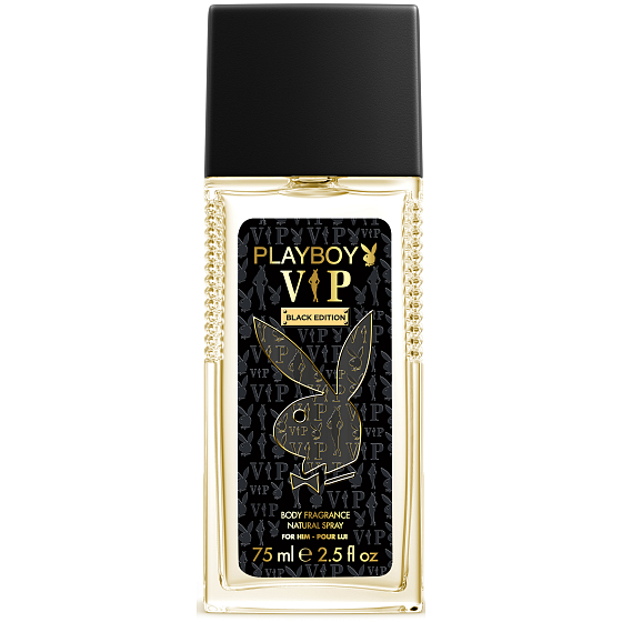 Playboy Vip Black Edition for Him parfumovaný dezodorant sklo pre mužov 75 ml