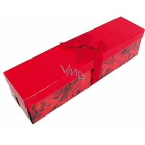 Anjel Darčeková krabička skladacia s mašľou na fľašu ruža červená, 34 x 9,5 x 9,5 cm