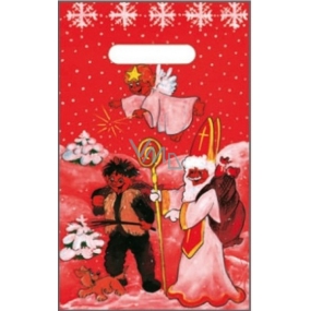Anjel Igelitová taška 32 x 20 cm červená čert, Mikuláš, anjel, pes