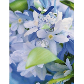 Nekupto Darčeková papierová taška 23 x 18 x 10 cm Modrá biele kvety 1 kus 983 40 BM