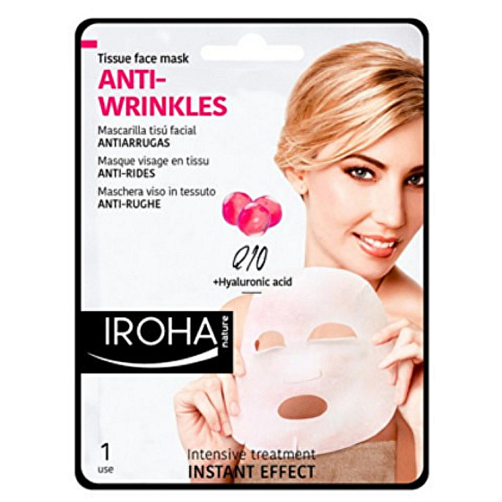 Iroha Anti-Wrinkles Látková maska proti vráskam s koenzýmom Q10 a kyselinou hyalurónovou 23 ml
