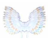 Krídla anjelská s perím bielo-zlatá 67 x 46 cm