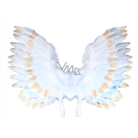Krídla anjelská s perím bielo-zlatá 67 x 46 cm