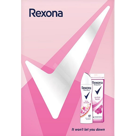 Rexona Sexy Bouquet antiperspirant dezodorant sprej 150 ml + Orchid sprchový gél 250 ml, kozmetická súprava pre ženy
