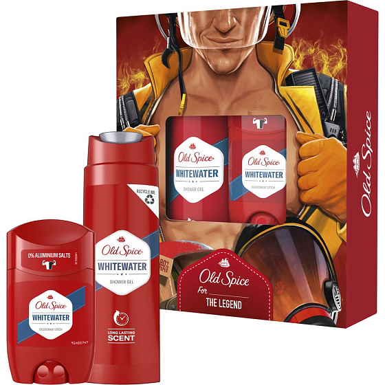 Old Spice White Water Fireman sprchový gél 250 ml + dezodorant stick 50 ml, kozmetická sada pre mužov