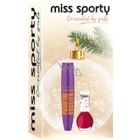 Miss Sporty Pump Up Booster maskara Extra Black 12 ml + 1 Min to Shine lak na nechty 220 7 ml, kozmetická sada pre ženy