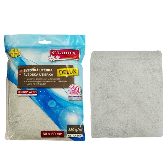 Clanax Delux Švédska utierka mikrovlákno silver 60 x 50 cm 380 g