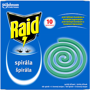 Raid insekticídna špirála proti komárom, 10 ks
