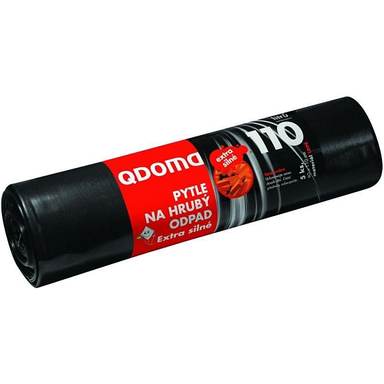 QDoma Vrecia na hrubý odpad čierne extra silné 110 litrov, 60 x 110 cm, 5 kusov