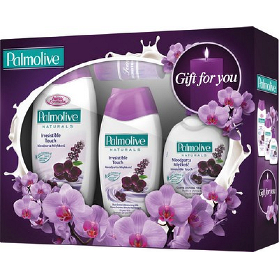 Palmolive Kytice orchideí sprchový gél 250 ml + pena 500ml + mydlo 300 ml + sviečka, kozmetická sada