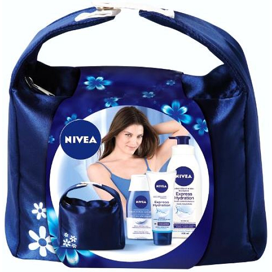 Nivea Hydration odličovač 125 ml + krém na ruky 100 ml + telové mlieko 400 ml + taška, pre ženy kozmetická sada