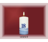 Lima Jubilejná sviečka 18 rokov biely zdobený valec 50 x 100 mm 1 kus