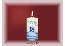 Lima Jubilejná sviečka 18 rokov biely zdobený valec 50 x 100 mm 1 kus
