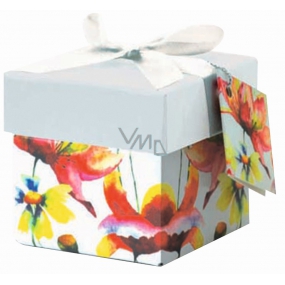 Anjel Darčeková krabička skladacia s mašľou Kvety 7 x 7 x 7 cm